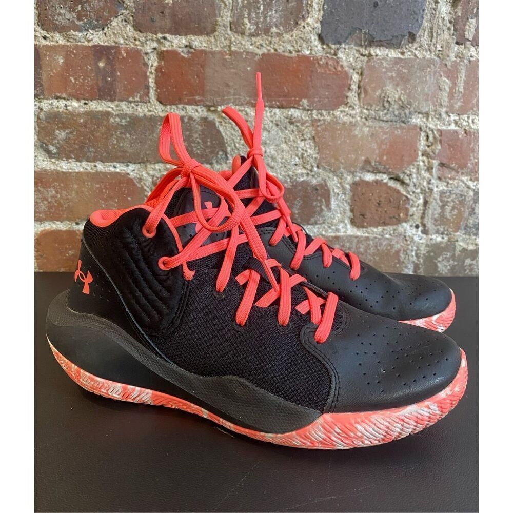 Under Armour Coral Pink/Black Girl’s Athletic Shoes Basketball Sneakers 4024794-